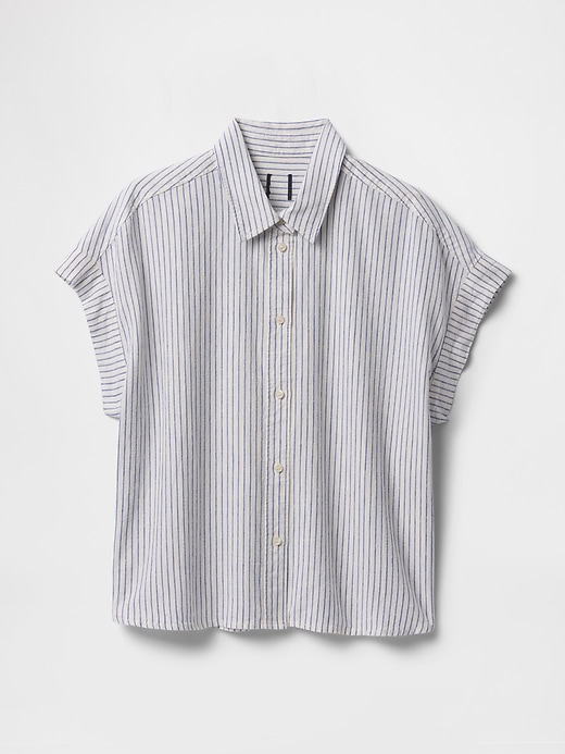 Image number 5 showing, Linen-Blend Cropped Shirt