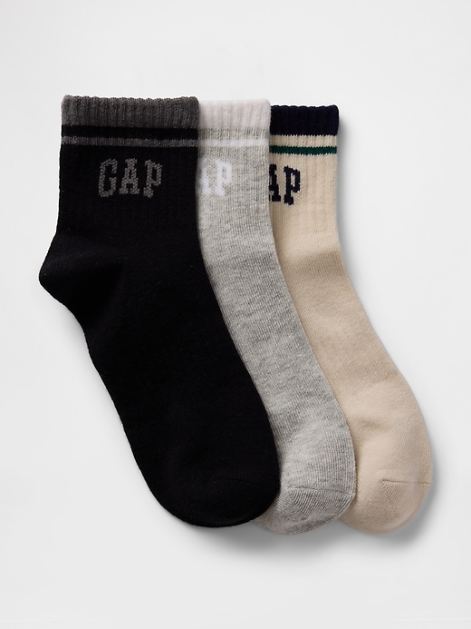 View large product image 1 of 1. Kids Gap Logo Quarter Crew Socks (3-Pack)