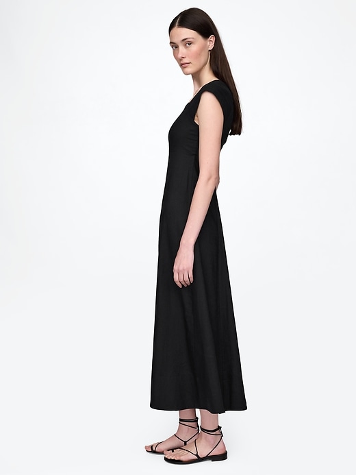 Image number 3 showing, Linen-Blend Cap-Sleeve Midi Dress