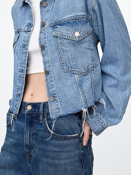 Image number 4 showing, UltraSoft Relaxed Cropped Icon Denim Jacket