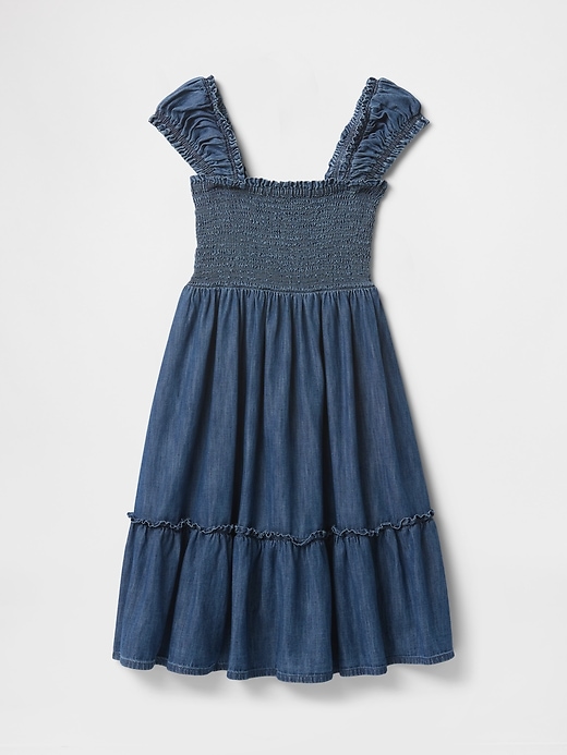 Image number 2 showing, Kids Denim Puff-Sleeve Dress