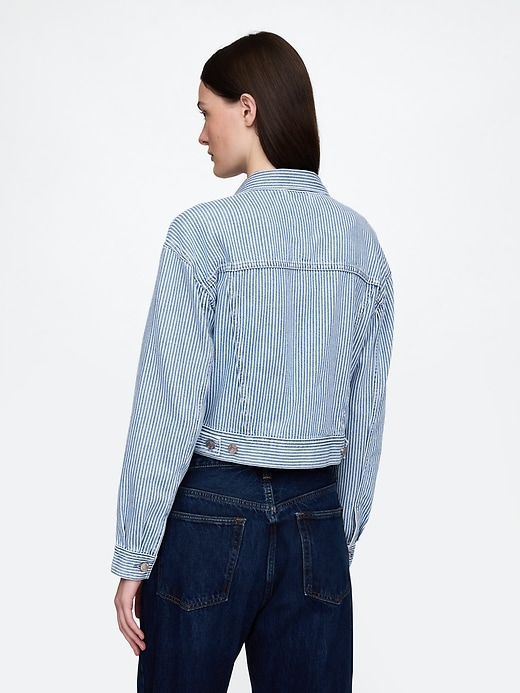 Image number 3 showing, UltraSoft Denim Stripe Cropped Icon Jacket