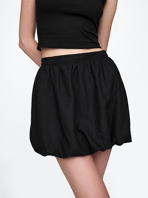 Image number 4 showing, Linen-Blend Bubble Mini Skirt