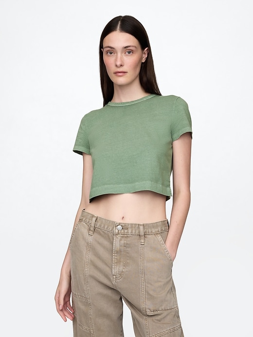 Image number 1 showing, Organic Cotton Vintage Cropped T-Shirt