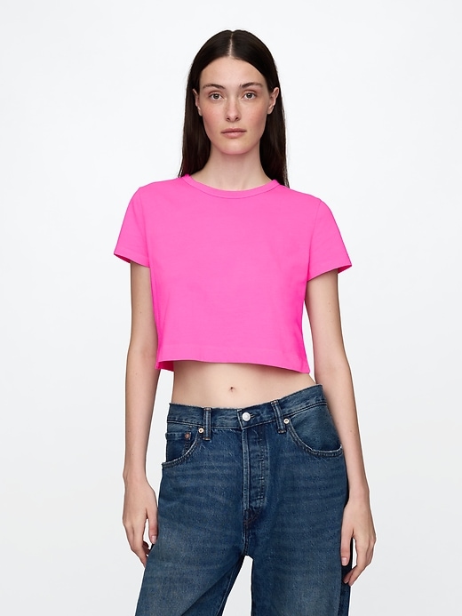 Image number 1 showing, Organic Cotton Vintage Cropped T-Shirt