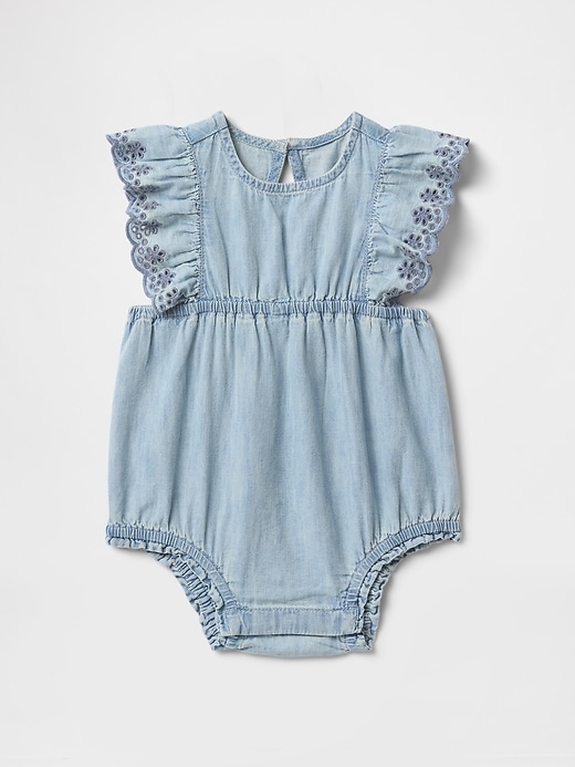 Image number 1 showing, Baby Denim Ruffle Bubble Shorty