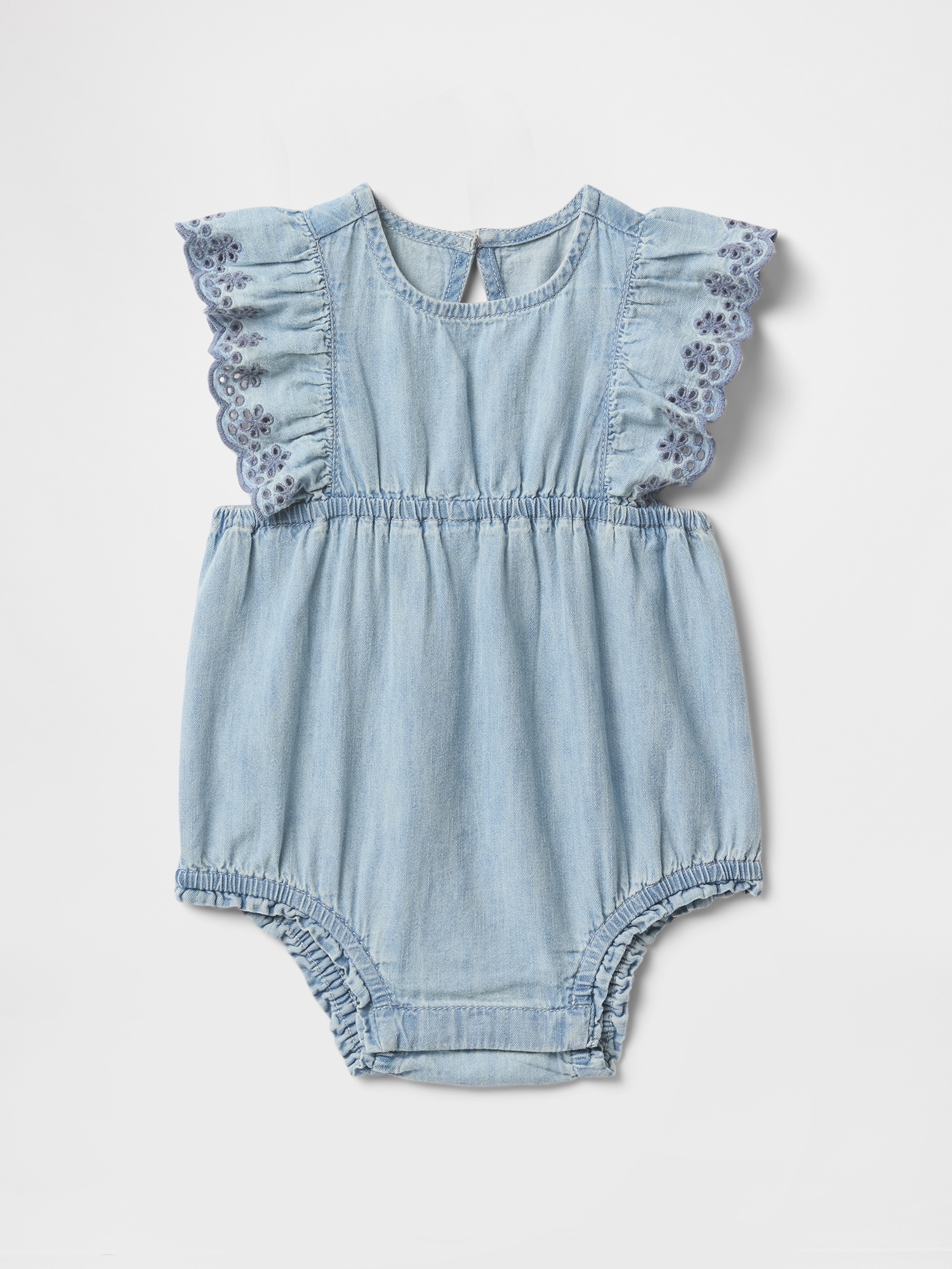 Baby Denim Ruffle Bubble Shorty One-Piece