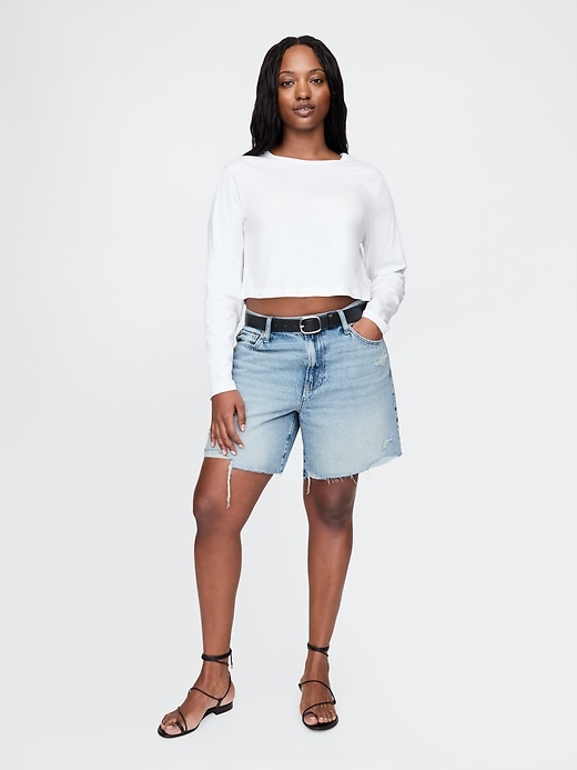 Image number 6 showing, 8" Mid Rise '90s Loose Denim Bermuda Shorts