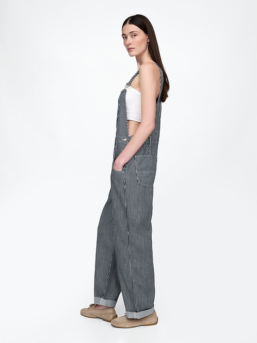 Image number 3 showing, Denim Stripe Loose Overalls