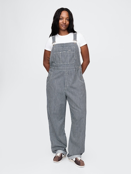 Image number 5 showing, Denim Stripe Loose Overalls