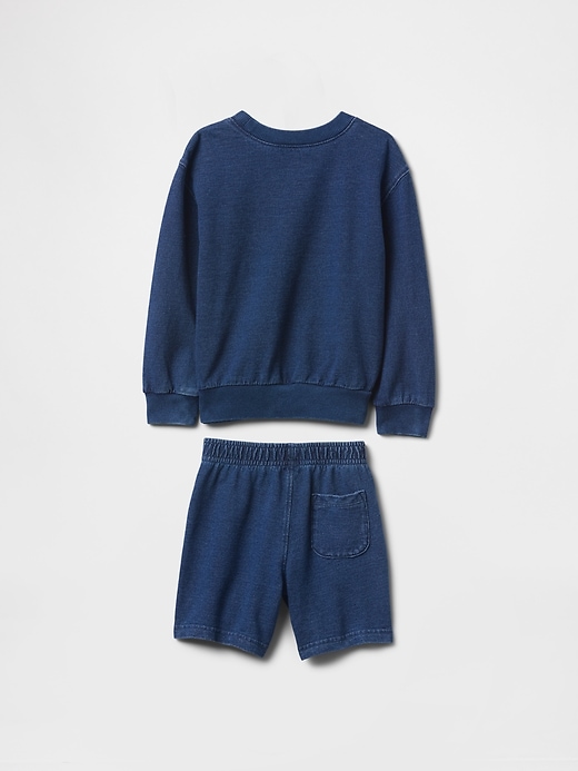 Image number 3 showing, Baby & Toddler Indigo French Terry Outfit Set