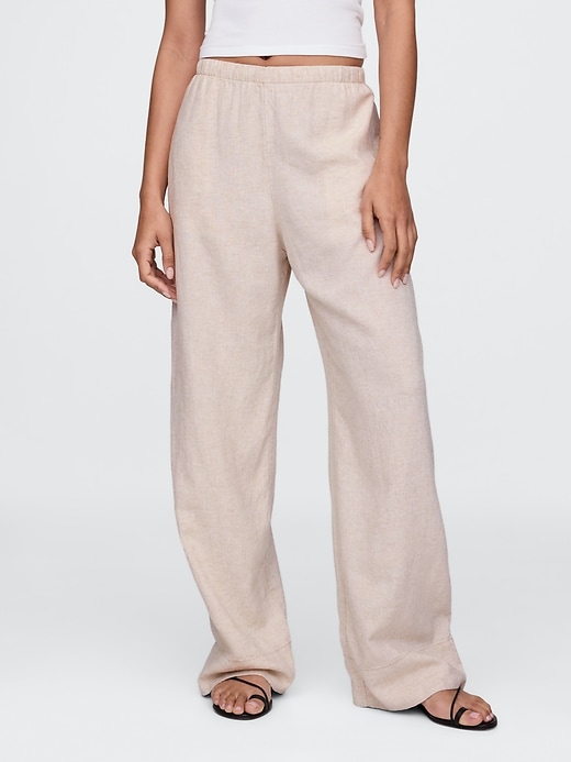 Image number 2 showing, Linen-Blend Easy Wide-Hem Pants