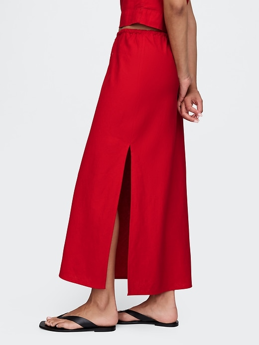 Image number 3 showing, Linen-Blend Midi Skirt