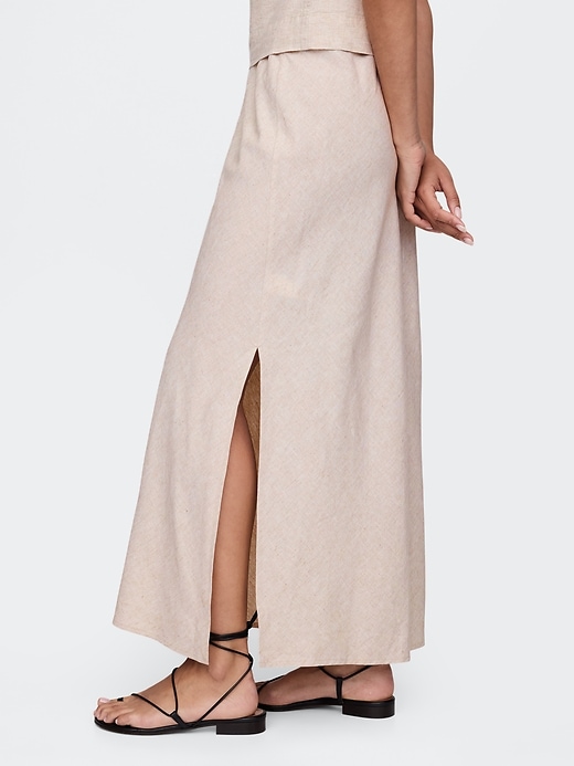 Image number 3 showing, Linen-Blend Midi Skirt