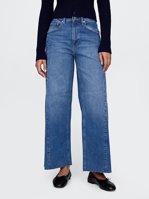 Image number 2 showing, High Rise Stride Wide-Leg Ankle Jeans