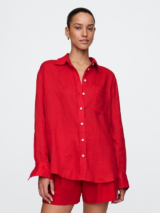 Image number 1 showing, 100% Linen Oversized Shirt