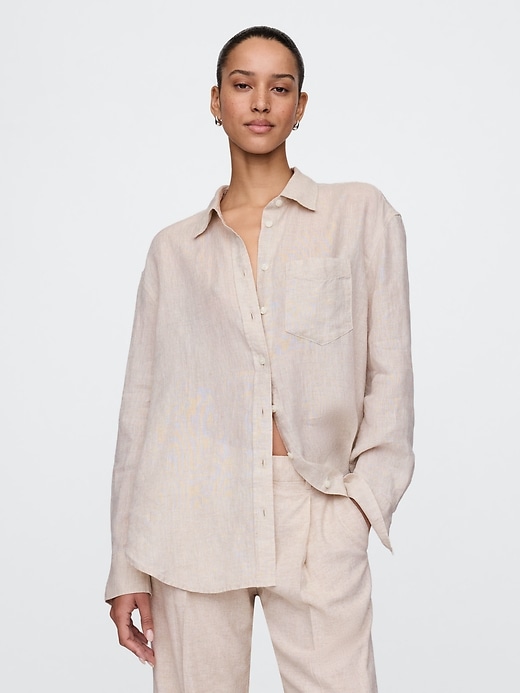 Image number 1 showing, 100% Linen Oversized Shirt