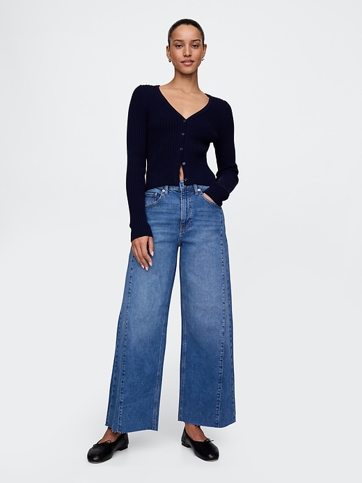 Image number 1 showing, High Rise Stride Wide-Leg Ankle Jeans