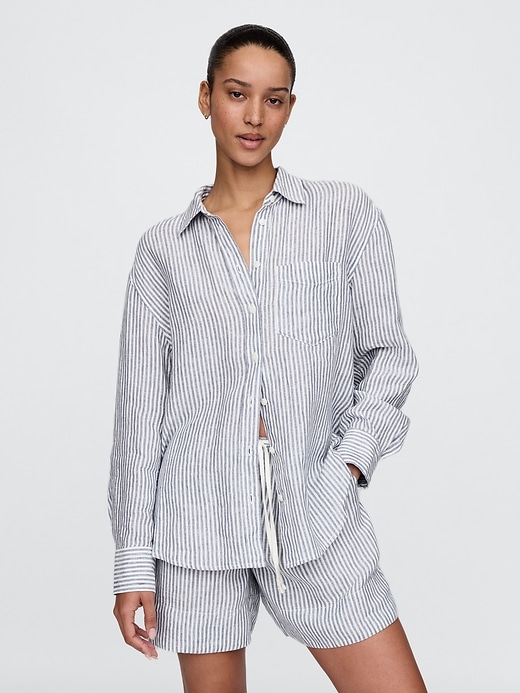 Image number 1 showing, 100% Linen Oversized Shirt