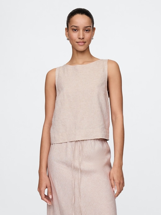 Image number 1 showing, Linen-Blend Shell Tank Top