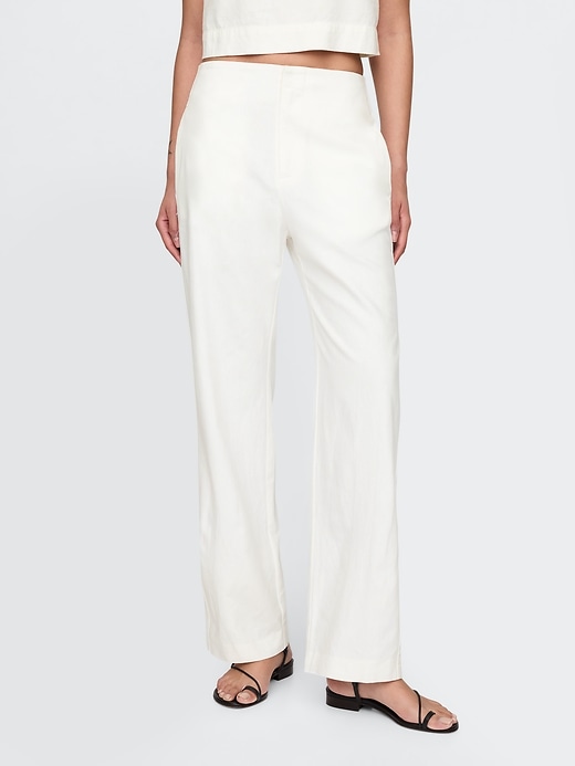 Image number 2 showing, Linen-Blend Relaxed Straight Ankle Pants