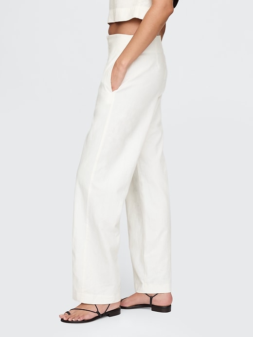 Image number 3 showing, Linen-Blend Relaxed Straight Ankle Pants