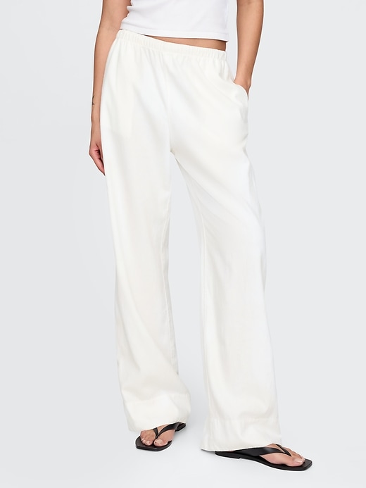 Image number 2 showing, Linen-Blend Easy Wide-Hem Pants