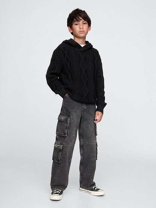 Image number 3 showing, Kids Hooded Cable-Knit Sweater