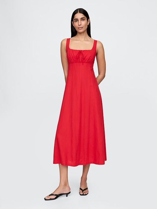 Image number 1 showing, Linen-Blend Maxi Dress