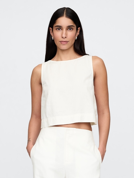 Image number 1 showing, Linen-Blend Shell Tank Top