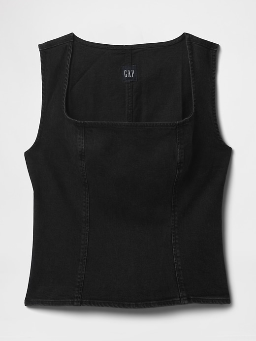 Image number 5 showing, Denim Square-Neck Top