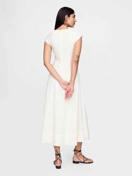 Image number 2 showing, Linen-Blend Cap-Sleeve Midi Dress