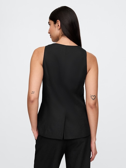 Image number 2 showing, Linen-Blend Square-Neck Longline Vest