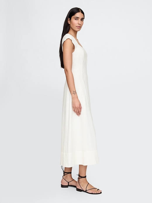 Image number 3 showing, Linen-Blend Cap-Sleeve Midi Dress