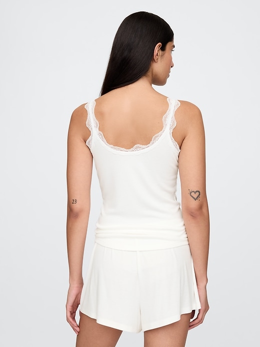 Image number 3 showing, Mini Rib Lace PJ Tank Top