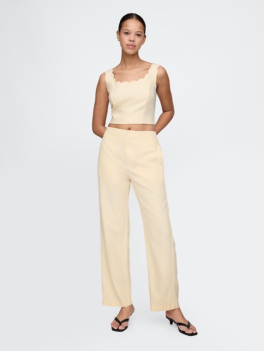 Image number 1 showing, Linen-Blend Relaxed Straight Ankle Pants