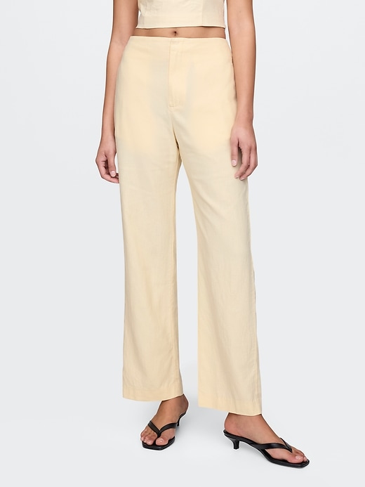 Image number 2 showing, Linen-Blend Relaxed Straight Ankle Pants