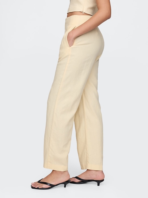 Image number 3 showing, Linen-Blend Relaxed Straight Ankle Pants