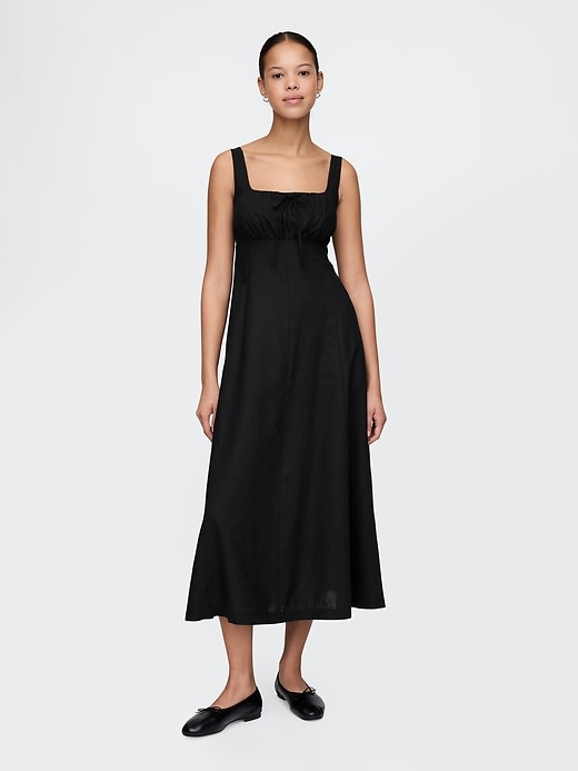 Image number 1 showing, Linen-Blend Maxi Dress