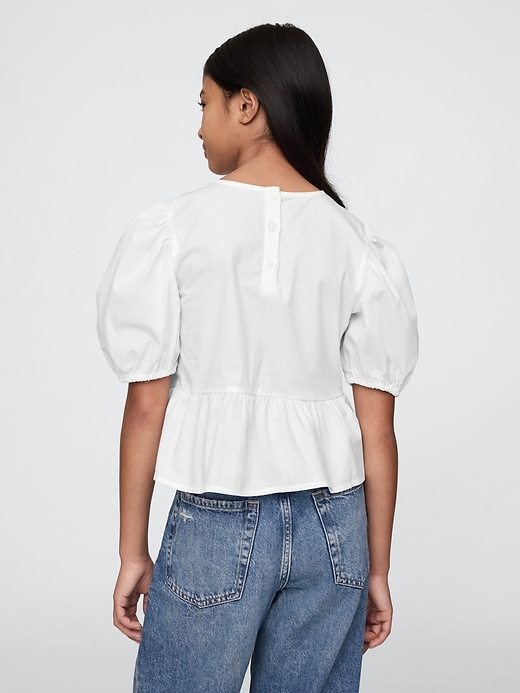 Image number 3 showing, Kids Puff-Sleeve Peplum Bow Top