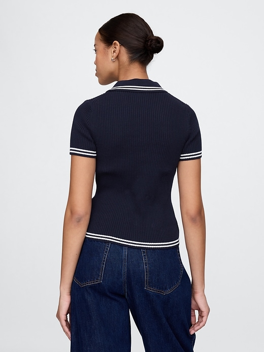 Image number 3 showing, 100% Cotton Quarter-Zip Polo Sweater