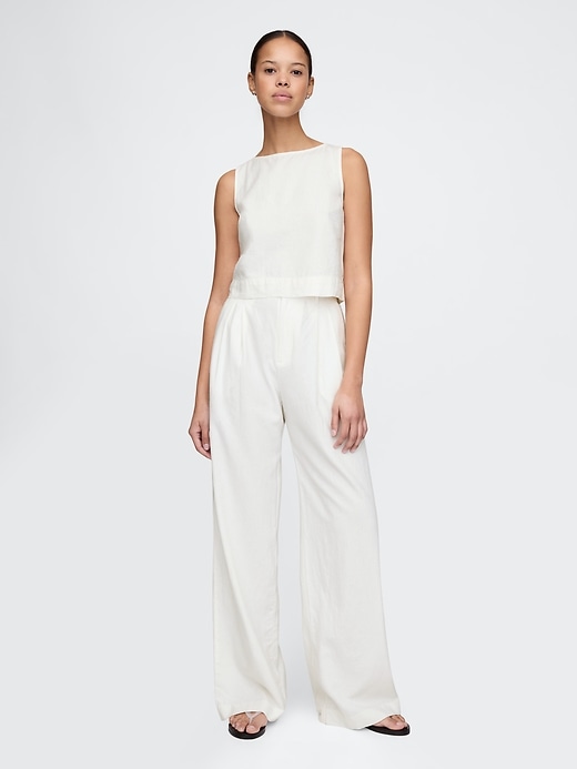 Image number 1 showing, 365 High Rise Linen-Blend Trousers