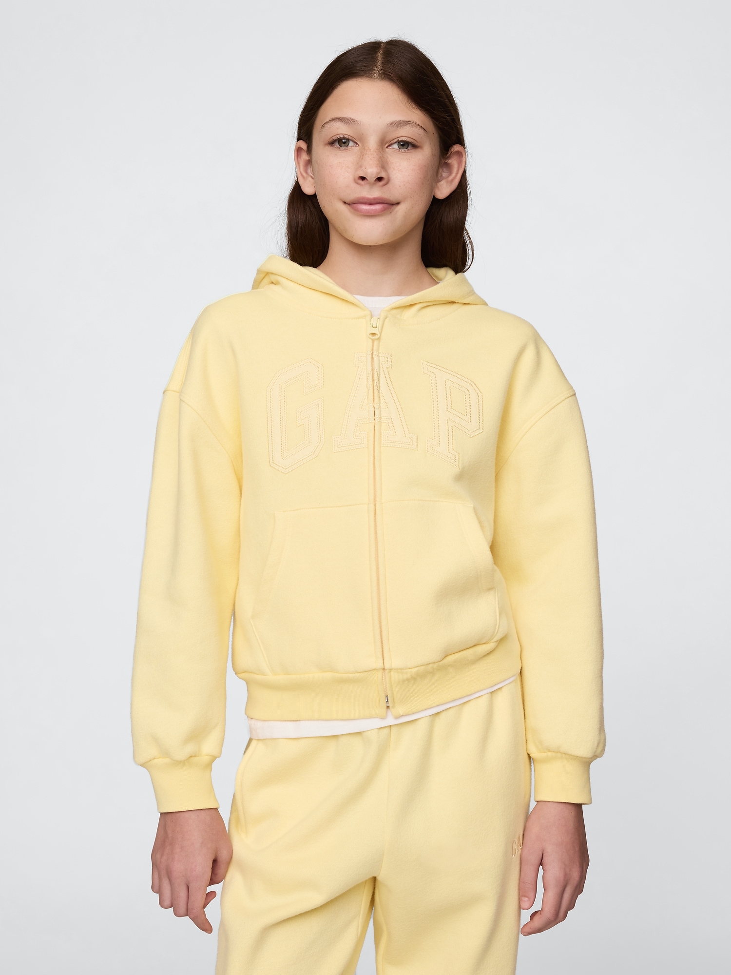 Kids Vintage Soft Oversized Logo Zip Hoodie