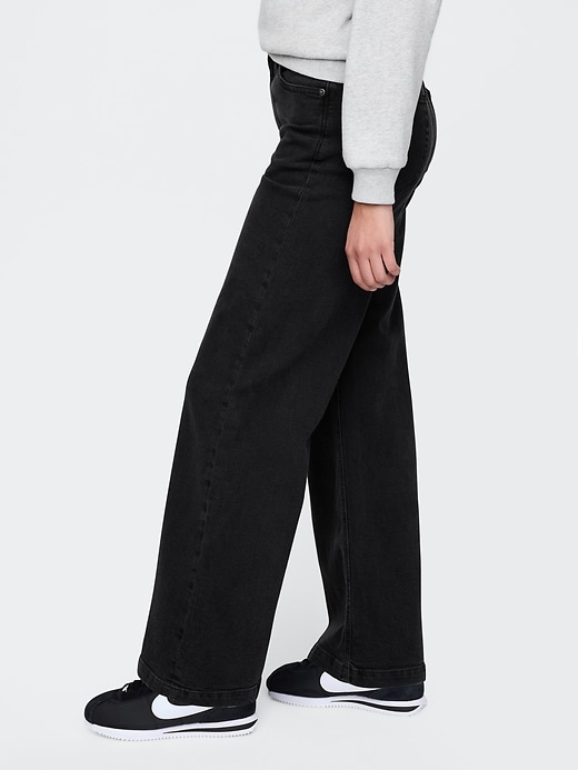 Image number 3 showing, Curvy High Rise Stride Wide-Leg Jeans