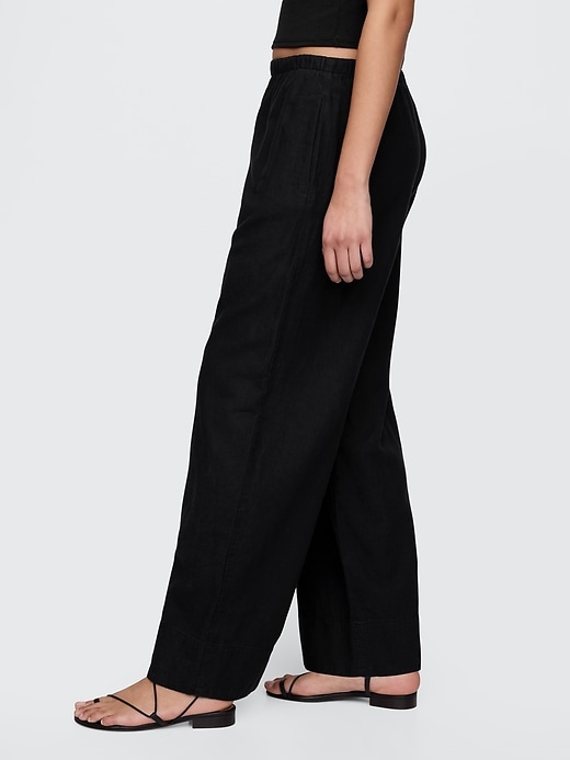 Image number 3 showing, Linen-Blend Easy Wide-Hem Pants