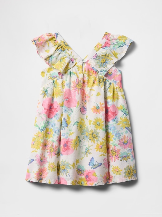 Image number 3 showing, Baby & Toddler Linen-Cotton Ruffle Dress