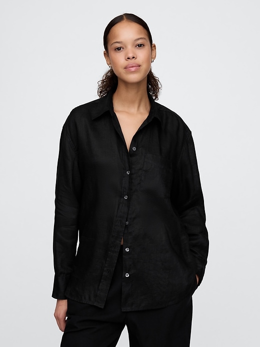 Image number 1 showing, 100% Linen Oversized Shirt