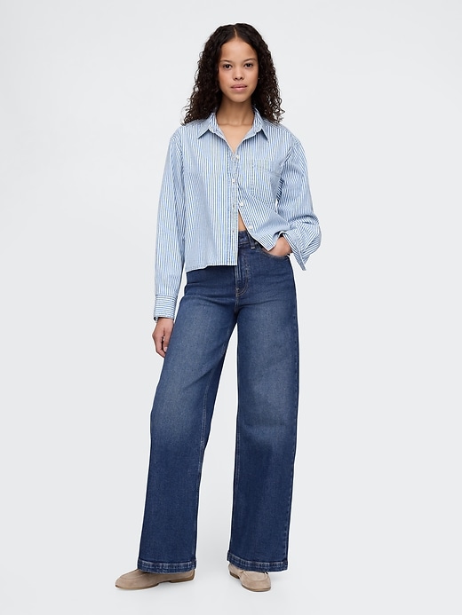 Image number 1 showing, Curvy High Rise Stride Wide-Leg Jeans