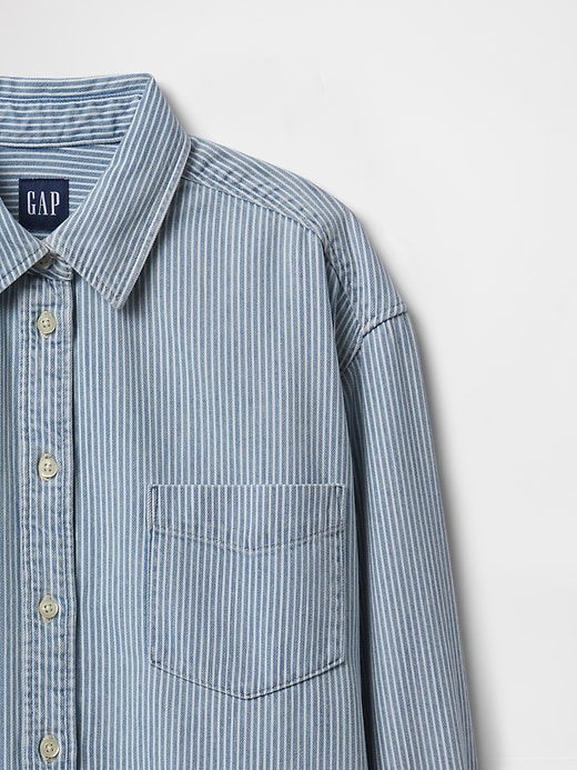 Image number 4 showing, Railroad Striped Denim Big Shirt