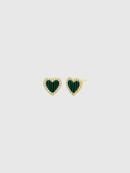 Image number 1 showing, Colored Stone Heart Stud Earring